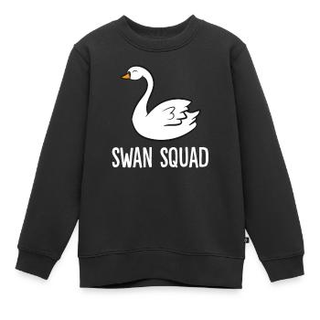 Troupe de cygne Drôle d’oiseau cygne - Sweat Premium enfant bio - noir - Devant - AI Model Kid Female (0cm)