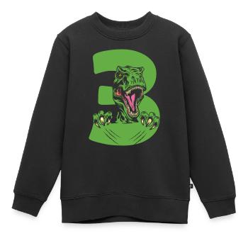 Enfants 3ème anniversaire 3 ans Dino Dinosaur - Sweat Premium enfant bio - noir - Devant - AI Model Kid Female (0cm)