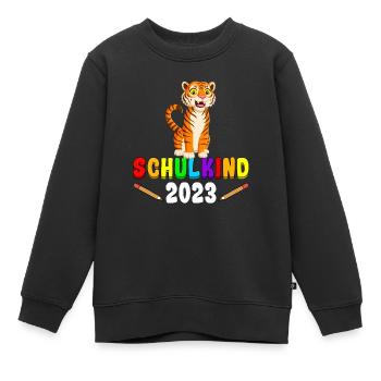 Schulkind 2023 Tiger - Kinder Premium Organic Sweatshirt - Schwarz - Vorne - AI Model Kid Female (0cm)