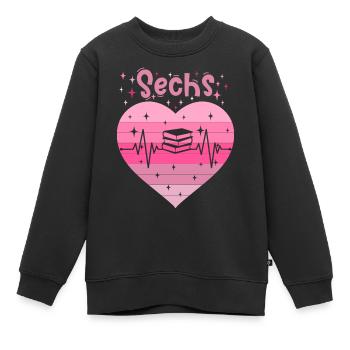 6. Geburtstag Lesen Bücher Buch Mädchen Tochter - Kinder Premium Organic Sweatshirt - Schwarz - Vorne - AI Model Kid Female (0cm)