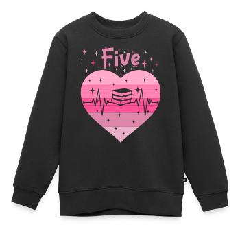 5. Geburtstag Lesen Bücher Buch Mädchen Tochter - Kinder Premium Organic Sweatshirt - Schwarz - Vorne - AI Model Kid Female (0cm)