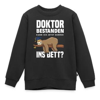 Doktortitel Faultier Müde Geschenk - Kinder Premium Organic Sweatshirt - Schwarz - Vorne - AI Model Kid Female (0cm)