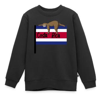 Costa Rica Faultier auf der Flagge von Costa Rica - Kinder Premium Organic Sweatshirt - Schwarz - Vorne - AI Model Kid Female (0cm)