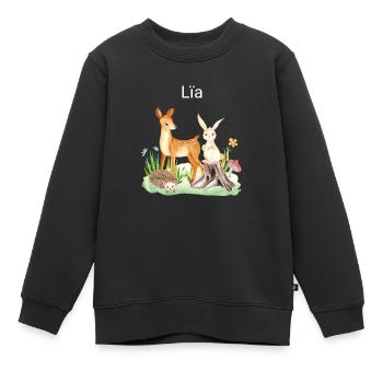 Animal deer rabbit hedgehog Lia - Kinder Premium Organic Sweatshirt - Schwarz - Vorne - AI Model Kid Female (0cm)