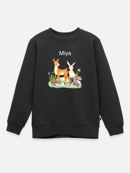 Animal deer rabbit hedgehog Miya - Kids Premium Organic Sweatshirt - black