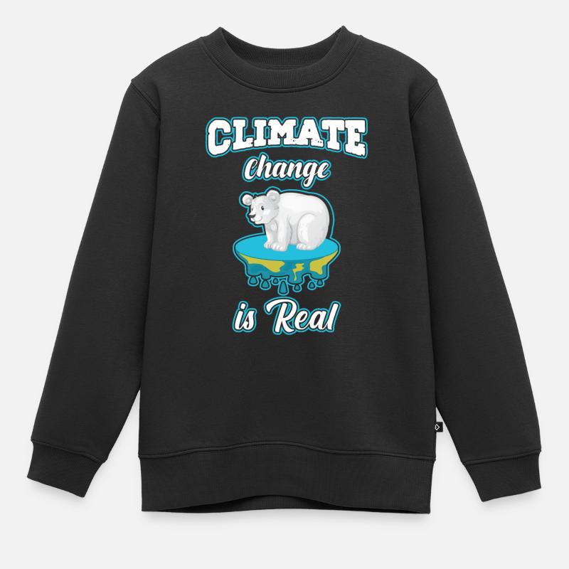 Klimawandel ist real Eisbär schwitzt - Kinder Premium Organic Sweatshirt - Schwarz