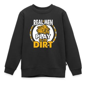 Echte Männer spielen im Dreck Bagger Baustelle - Kinder Premium Organic Sweatshirt - Schwarz - Vorne - AI Model Kid Female (0cm)