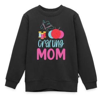 Artisanat Maman Artisanat Mère Amateur - Sweat Premium enfant bio - noir - Devant - AI Model Kid Female (0cm)