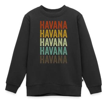 Havanna Kuba Retro Vintage - Kinder Premium Organic Sweatshirt - Schwarz - Vorne - AI Model Kid Female (0cm)