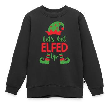 Noël moche - Let’s Get Elfed Up - Sweat Premium enfant bio - noir - Devant - AI Model Kid Female (0cm)