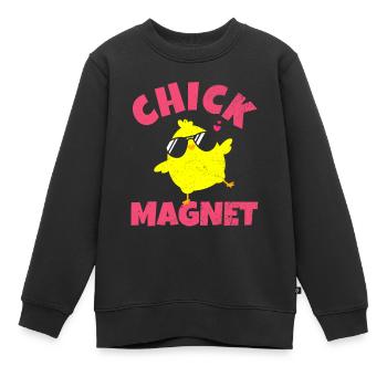 Chick Magnet Chick avec lunettes de soleil Populaire Funny - Sweat Premium enfant bio - noir - Devant - AI Model Kid Female (0cm)