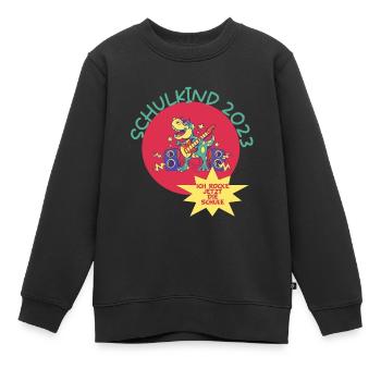 Schulkind 2023 Dino - Kinder Premium Organic Sweatshirt - Schwarz - Vorne - AI Model Kid Female (0cm)