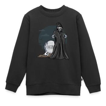 Skelett Friedhof Grabstein - Kinder Premium Organic Sweatshirt - Schwarz - Vorne - AI Model Kid Female (0cm)