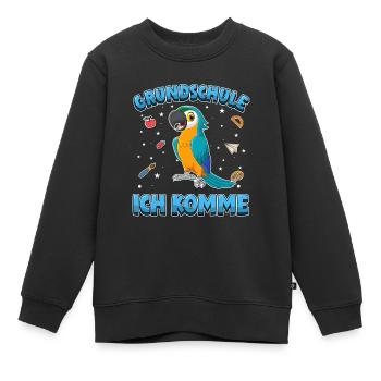 Grundschule ich komme Einschulung Papagei - Kinder Premium Organic Sweatshirt - Schwarz - Vorne - AI Model Kid Female (0cm)