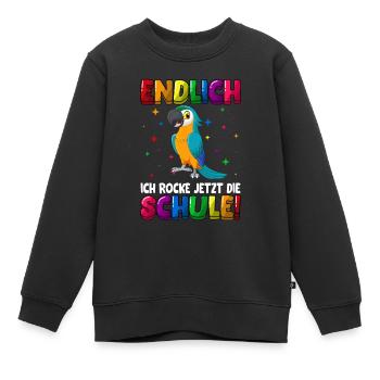 Endlich jetzt rocke ich die Schule Einschulung - Kinder Premium Organic Sweatshirt - Schwarz - Vorne - AI Model Kid Female (0cm)