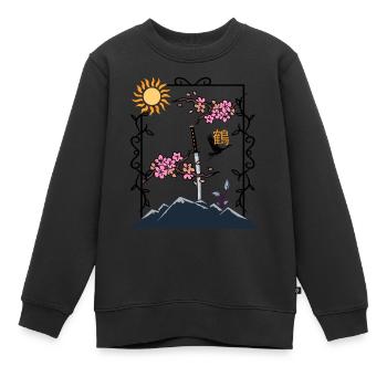 Katana dans le rocher - Sweat Premium enfant bio - noir - Devant - AI Model Kid Female (0cm)