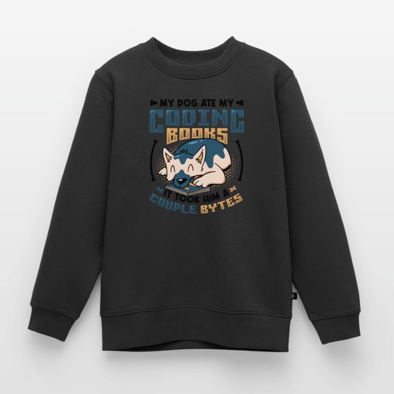 Dog Bytes Code Computer Joke Programming Kids Premium Organic Sweatshirt