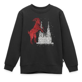 Cathédrale de Cologne Cologne Rouge Blanc Kölle Carnaval Confettis - Sweat Premium enfant bio - noir - Devant - AI Model Kid Female (0cm)
