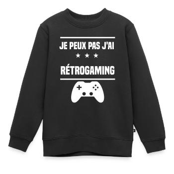 je peux pas j'ai rétrogaming humour gameur - Sweat Premium enfant bio - noir - Devant - AI Model Kid Female (0cm)