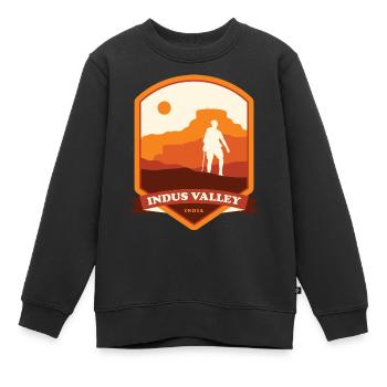 Indus Valley Trek – Inde - Sweat Premium enfant bio - noir - Devant - AI Model Kid Female (0cm)