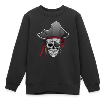 Totenkopf Pirat Piraten Piratenflagge Totenschädel - Kinder Premium Organic Sweatshirt - Schwarz - Vorne - AI Model Kid Female (0cm)