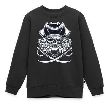 Totenkopf Pirat Piraten Piratenflagge Totenschädel - Kinder Premium Organic Sweatshirt - Schwarz - Vorne - AI Model Kid Female (0cm)