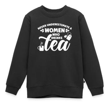 Buveur de thé Amateur de thé Cadeau Thé - Sweat Premium enfant bio - noir - Devant - AI Model Kid Female (0cm)