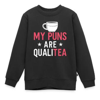 Buveur de thé Amateur de thé Cadeau Thé - Sweat Premium enfant bio - noir - Devant - AI Model Kid Female (0cm)