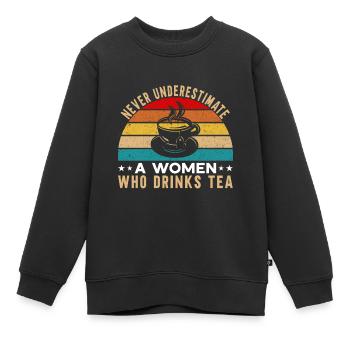 Buveur de thé Amateur de thé Cadeau Thé - Sweat Premium enfant bio - noir - Devant - AI Model Kid Female (0cm)