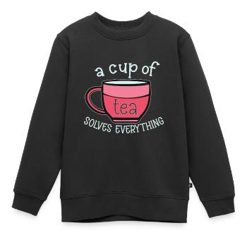 Buveur de thé Amateur de thé Cadeau Thé - Sweat Premium enfant bio - noir - Devant - AI Model Kid Female (0cm)