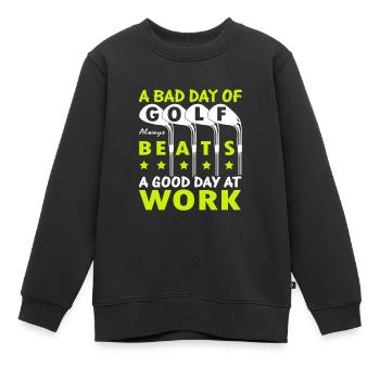 golf beats work - Kinder Premium Organic Sweatshirt - Schwarz - Vorne - AI Model Kid Female (0cm)