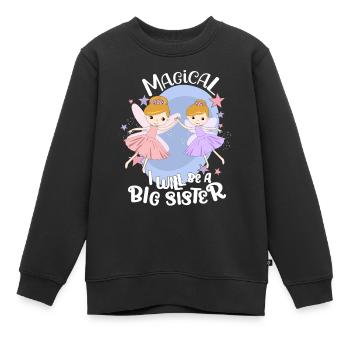 Je serai une grande sœur fée promue grande sœur - Sweat Premium enfant bio - noir - Devant - AI Model Kid Female (0cm)