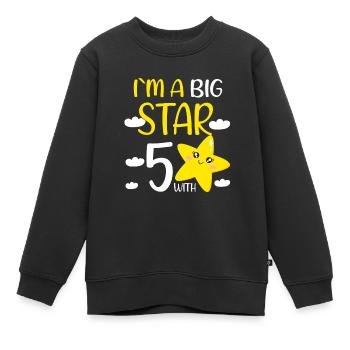 Cadeau de fille d’anniversaire de 5 ans à A Big Star - Sweat Premium enfant bio - noir - Devant - AI Model Kid Female (0cm)