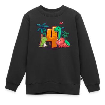4. Geburtstag Trex Triceratops Dinosaurier 4 Jahre - Kinder Premium Organic Sweatshirt - Schwarz - Vorne - AI Model Kid Female (0cm)