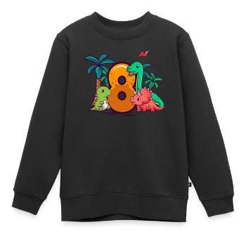 8ème anniversaire Trex Triceratops Dinosaure 8 ans - Sweat Premium enfant bio - noir - Devant - AI Model Kid Female (0cm)