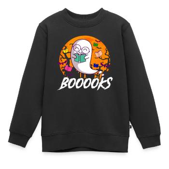 Bücherwurm Buch Lesen Geist Ghost Halloween - Kinder Premium Organic Sweatshirt - Schwarz - Vorne - AI Model Kid Female (0cm)
