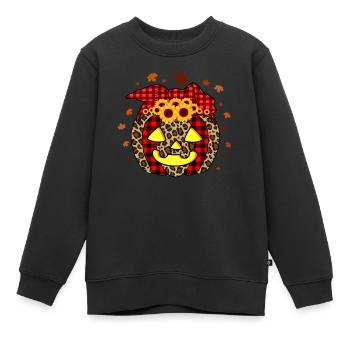Citrouille Citrouille Lanterne Léopard à carreaux Halloween - Sweat Premium enfant bio - noir - Devant - AI Model Kid Female (0cm)
