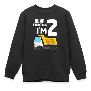 Dump Truck 2nd Birthday Dump Everything I'm 2 - Kinder Premium Organic Sweatshirt - Schwarz - Vorne - AI Model Kid Female (0cm)