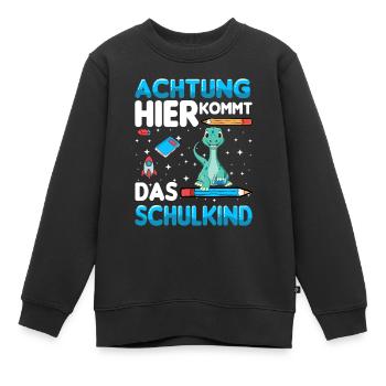 Achtung hier kommt das Schulkind - Kinder Premium Organic Sweatshirt - Schwarz - Vorne - AI Model Kid Female (0cm)