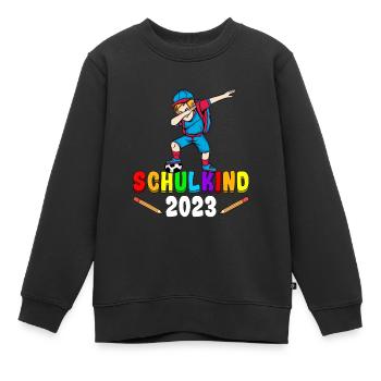 Einschulung Fußball Schulkind 2023 1. Klasse - Kinder Premium Organic Sweatshirt - Schwarz - Vorne - AI Model Kid Female (0cm)