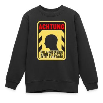 Glatze Glatzkopf - Kinder Premium Organic Sweatshirt - Schwarz - Vorne - AI Model Kid Female (0cm)