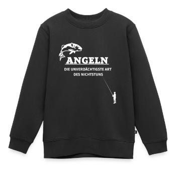 ANGELN DIE UNVERDÄCHTIGSTE ART DES NICHTSTUNS - Kinder Premium Organic Sweatshirt - Schwarz - Vorne - AI Model Kid Female (0cm)
