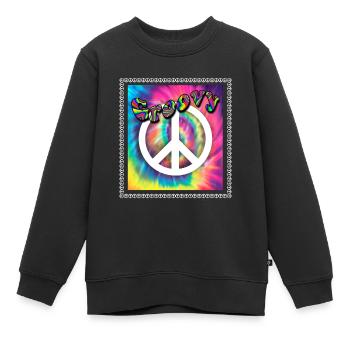 Hippie Peace Groovy Flowerpower Boho Woodstock - Kinder Premium Organic Sweatshirt - Schwarz - Vorne - AI Model Kid Female (0cm)
