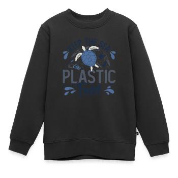 Haltet Das Meer Plastikfrei Rettet Den Ozean - Kinder Premium Organic Sweatshirt - Schwarz - Vorne - AI Model Kid Female (0cm)