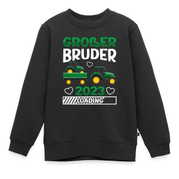 Großer Bruder 2023 Traktor Schwangerschaft - Kinder Premium Organic Sweatshirt - Schwarz - Vorne - AI Model Kid Female (0cm)