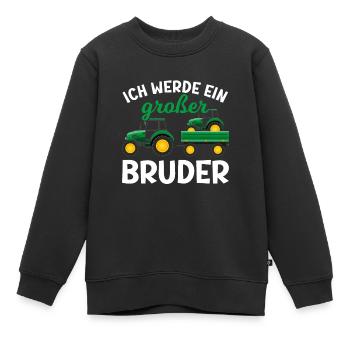 Großer Bruder 2023 Traktor Schwangerschaft - Kinder Premium Organic Sweatshirt - Schwarz - Vorne - AI Model Kid Female (0cm)