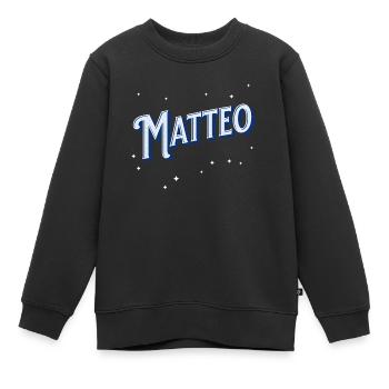 Matteo Namen personalisiert - Kinder Premium Organic Sweatshirt - Schwarz - Vorne - AI Model Kid Female (0cm)