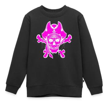 Totenkopf Pirat Piraten Piratenflagge Totenschädel - Kinder Premium Organic Sweatshirt - Schwarz - Vorne - AI Model Kid Female (0cm)