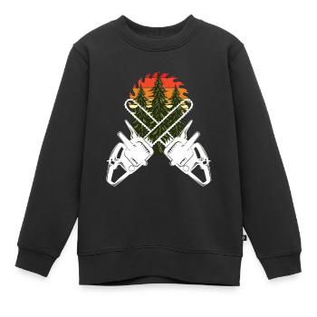 Tronçonneuse Axe Forester Bûcheron Scie Chaîne - Sweat Premium enfant bio - noir - Devant - AI Model Kid Female (0cm)