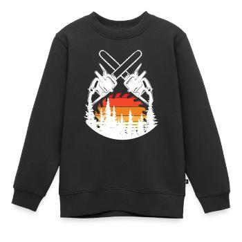 Tronçonneuse Axe Forester Bûcheron Scie Chaîne - Sweat Premium enfant bio - noir - Devant - AI Model Kid Female (0cm)